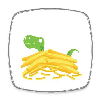 frites et dino Frites Cadeau - Magnet carré - blanc - Devant