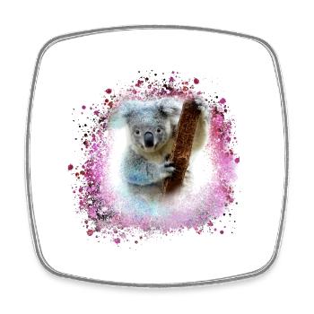 koala, rose, graffiti, peinture, ours koala, pinceau - Magnet carré - blanc - Devant