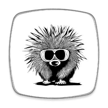 Porcupine Sunglasses Cute Animals Nature 12 - Square fridge magnet - white - Front