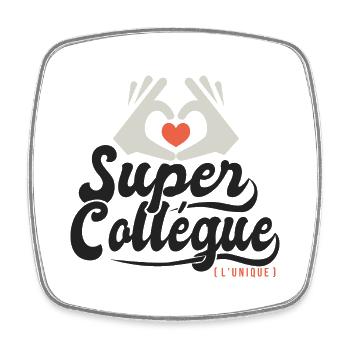 Super collégue l'unique cadeau collegue - Magnet carré - blanc - Devant
