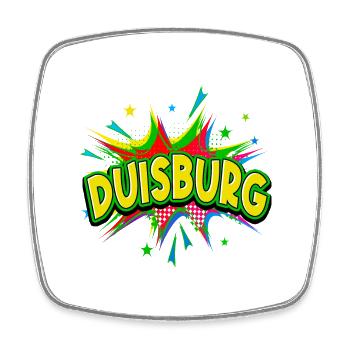Duisburg Germany City Pop Art Comic Art - Square fridge magnet - white - Front