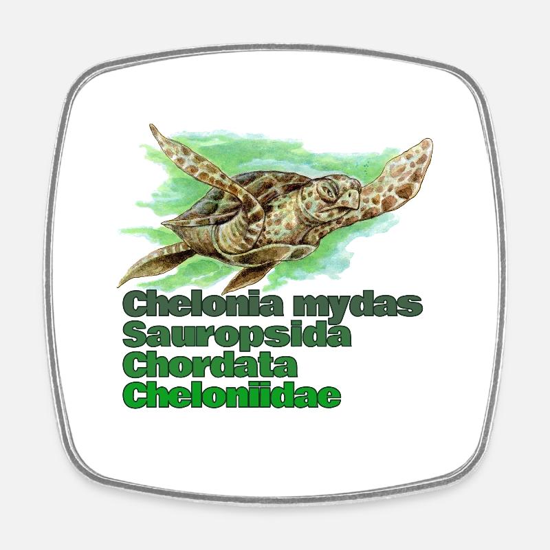 TORTUE DE MER VERTE - Magnet carré - blanc
