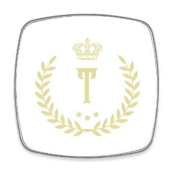 Couronne de lettres T - Magnet carré - blanc - Devant