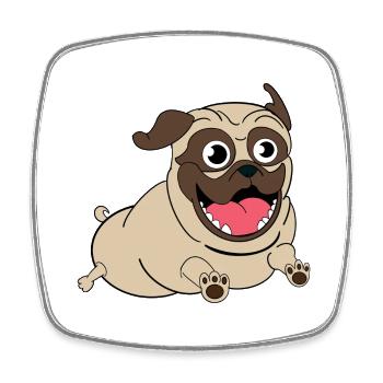 Nacho the Pug - Square fridge magnet - white - Front
