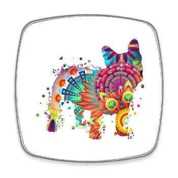 French Bulldog Französische Bulldogge Hund Hunde - Viereckiger Kühlschrankmagnet - Weiß - Vorne