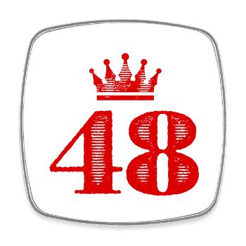 48 Number crown - Square fridge magnet - white - Front