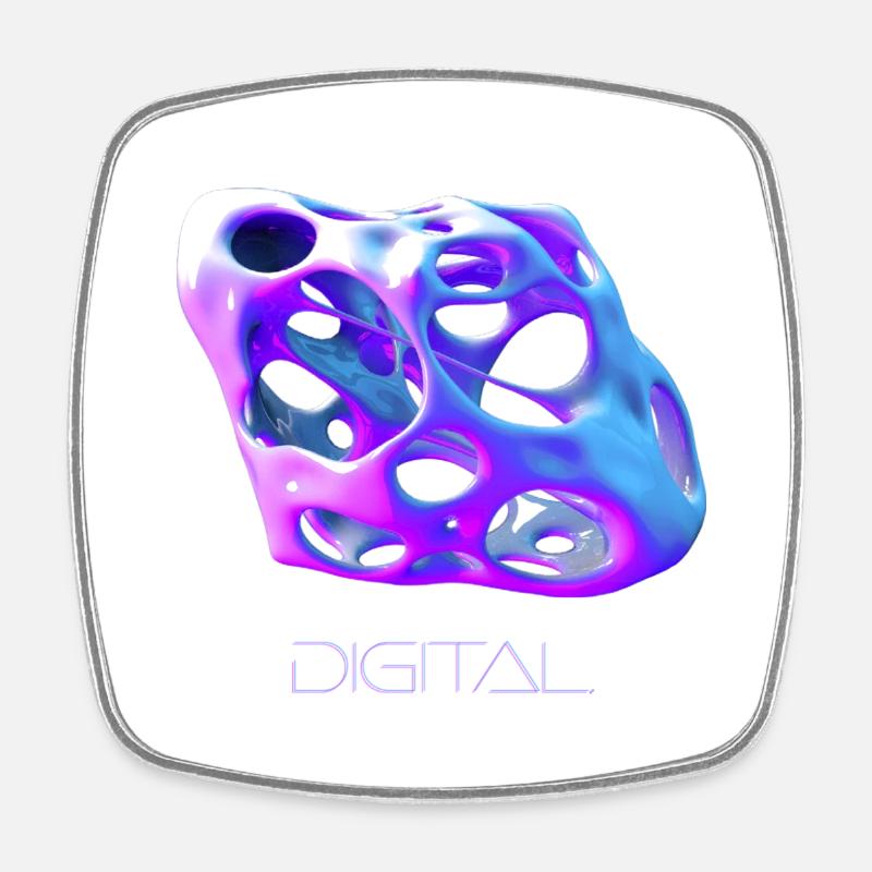 Digital - Square fridge magnet - white
