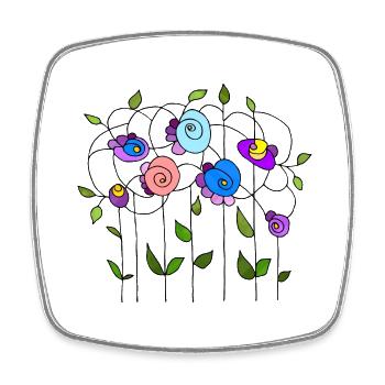 Blumen - Viereckiger Kühlschrankmagnet - Weiß - Vorne