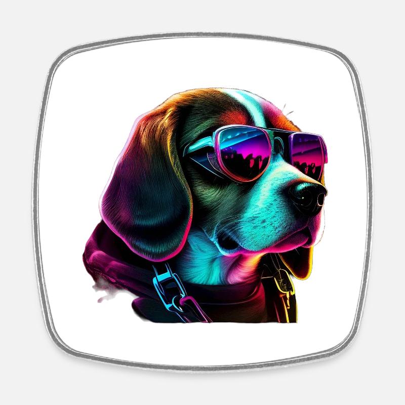Beagle Chiens Beagles - Magnet carré - blanc