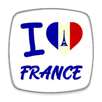 I Love France - Viereckiger Kühlschrankmagnet - Weiß - Vorne