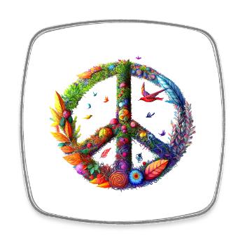 Peace Bird - Viereckiger Kühlschrankmagnet - Weiß - Vorne