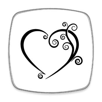 Open Heart - kreatives Herz-Design - Viereckiger Kühlschrankmagnet - Weiß - Vorne