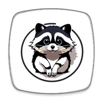 Ratons laveurs Mignon Dessin animé Raton laveur 26 - Magnet carré - blanc - Devant