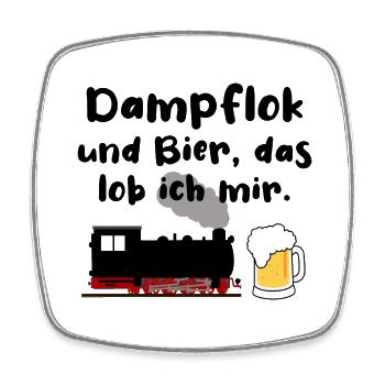 Dampflok Bier Eisenbahn Eisenbahner Spruch - Viereckiger Kühlschrankmagnet - Weiß - Vorne