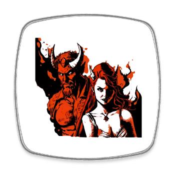 The Devil and the Witch - Square fridge magnet - white - Front