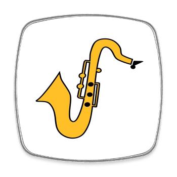 Saxophone - Magnet carré - blanc - Devant
