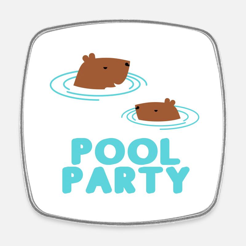 Capybara Pool Party - Viereckiger Kühlschrankmagnet - Weiß