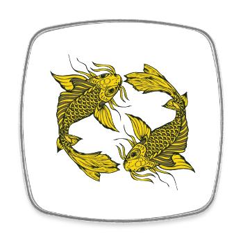 Japanese koi carp fish drawing 14034 A - Square fridge magnet - white - Front
