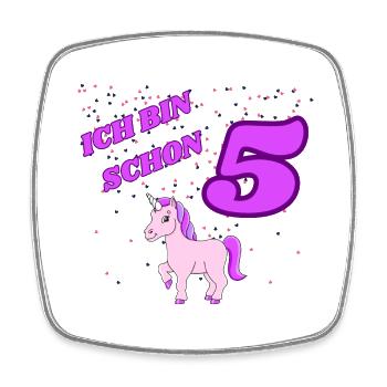 ICH BIN SCHON 5 Geburtstag Einhorn - Viereckiger Kühlschrankmagnet - Weiß - Vorne