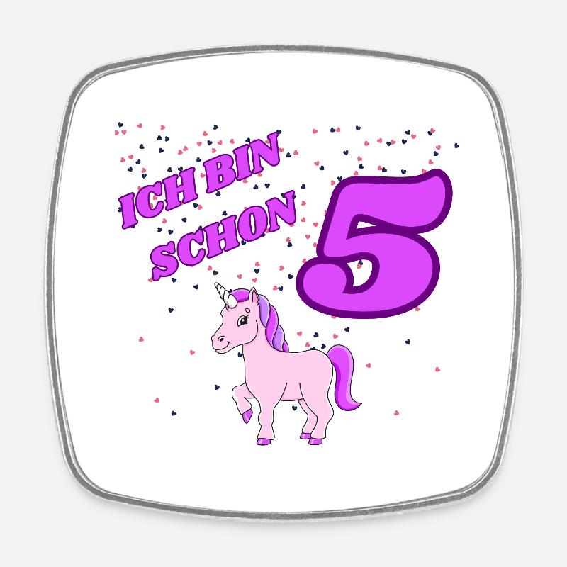 ICH BIN SCHON 5 Geburtstag Einhorn - Viereckiger Kühlschrankmagnet - Weiß