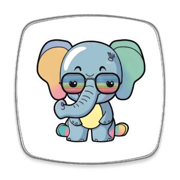 Kawaii süße glückliche bunte Elefant Sonnenbrille - Viereckiger Kühlschrankmagnet - Weiß - Vorne