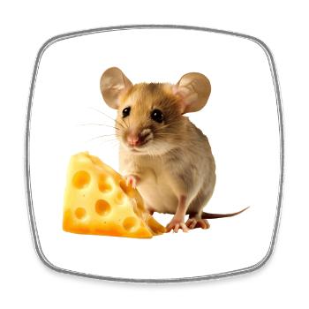 Souris avec un morceau de fromage - Magnet carré - blanc - Devant