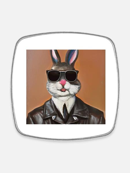 Mafia Hase - Viereckiger Kühlschrankmagnet - Weiß