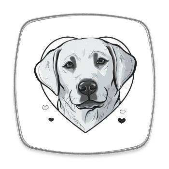 Cœur du Labrador - Magnet carré - blanc - Devant