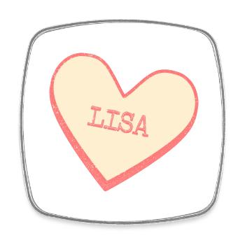 Lisa Surname First Name Pink Sugar Heart - Square fridge magnet - white - Front
