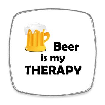 Beer is my Therapy - Viereckiger Kühlschrankmagnet - Weiß - Vorne