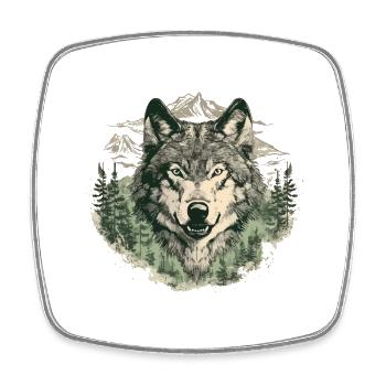 Wolf Art Head Wolf’s Head Nature Wilderness Vintage - Magnet carré - blanc - Devant