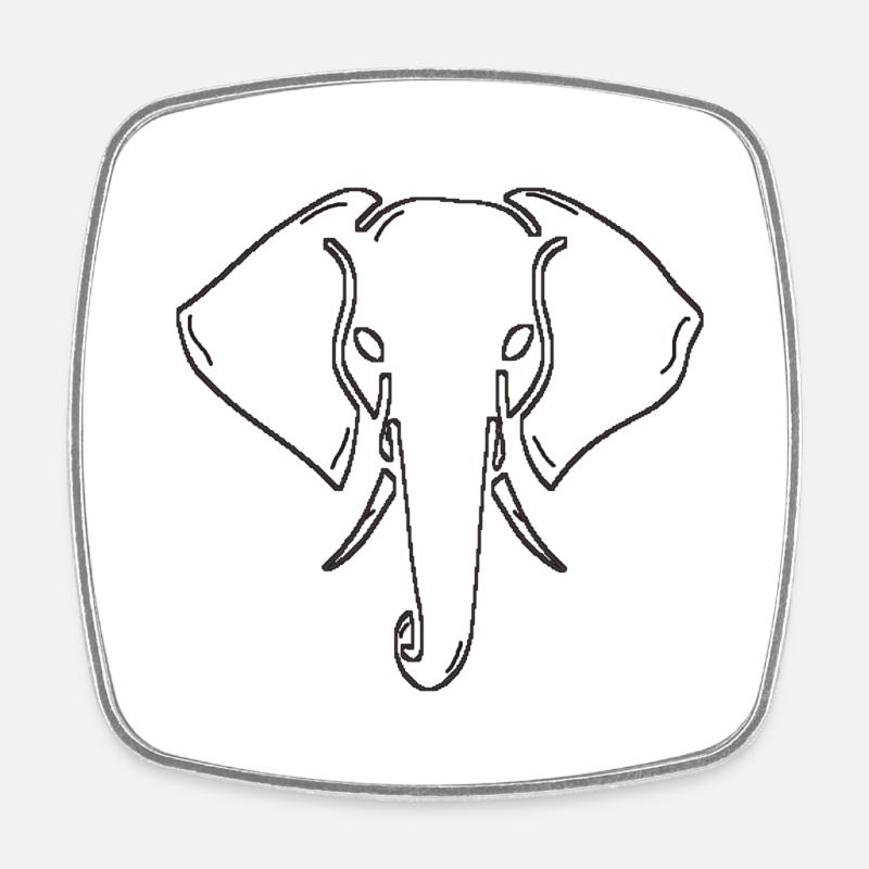 Éléphant - Magnet carré - blanc