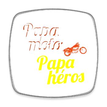 papa moto papa héros - Magnet carré - blanc - Devant