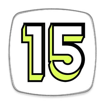 15. 15 JAHRE. 15-JÄHRIGES JUBILÄUM. GEBURTSTAG 15 JAHRE. - Viereckiger Kühlschrankmagnet - Weiß - Vorne
