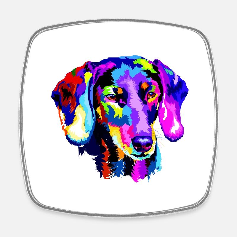 Stylized dachshund - Square fridge magnet - white