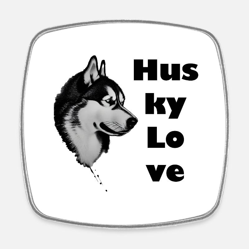 Husky Love - Square fridge magnet - white