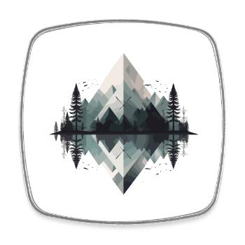Minimalistische Berge - Viereckiger Kühlschrankmagnet - Weiß - Vorne