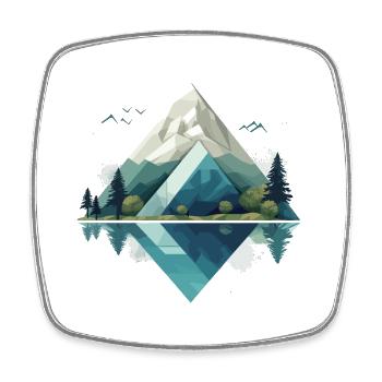 Minimalistische Berge - Viereckiger Kühlschrankmagnet - Weiß - Vorne