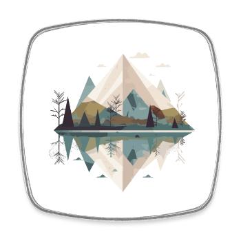 Montagnes minimalistes - Magnet carré - blanc - Devant