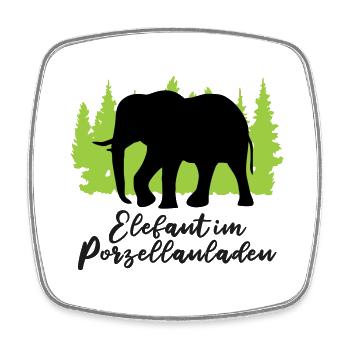 "Elefant im Porzellanladen: Sanfte Stärke" - Viereckiger Kühlschrankmagnet - Weiß - Vorne