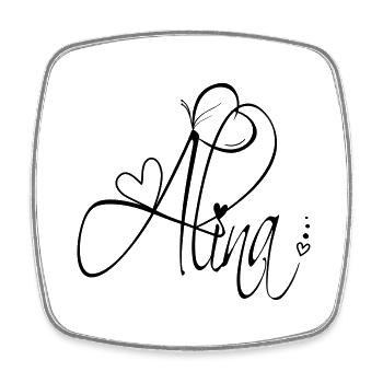 Alina Name Vorname Mädchen Kalligrafie Dekor - Viereckiger Kühlschrankmagnet - Weiß - Vorne