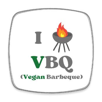I love VBQ, vegan BBQ, smoke vegetable - Square fridge magnet - white - Front