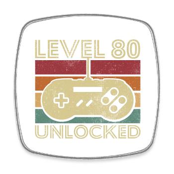 Level 80 freigeschaltetes Geburtstagsgeschenk 80 Jahre - Viereckiger Kühlschrankmagnet - Weiß - Vorne