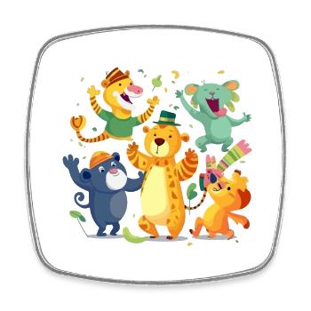 Animals at the party - Square fridge magnet - white - Front