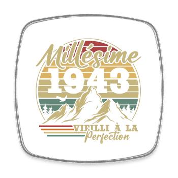 Vintage né en 1943 Vintage Rétro Anniversaire - Magnet carré - blanc - Devant