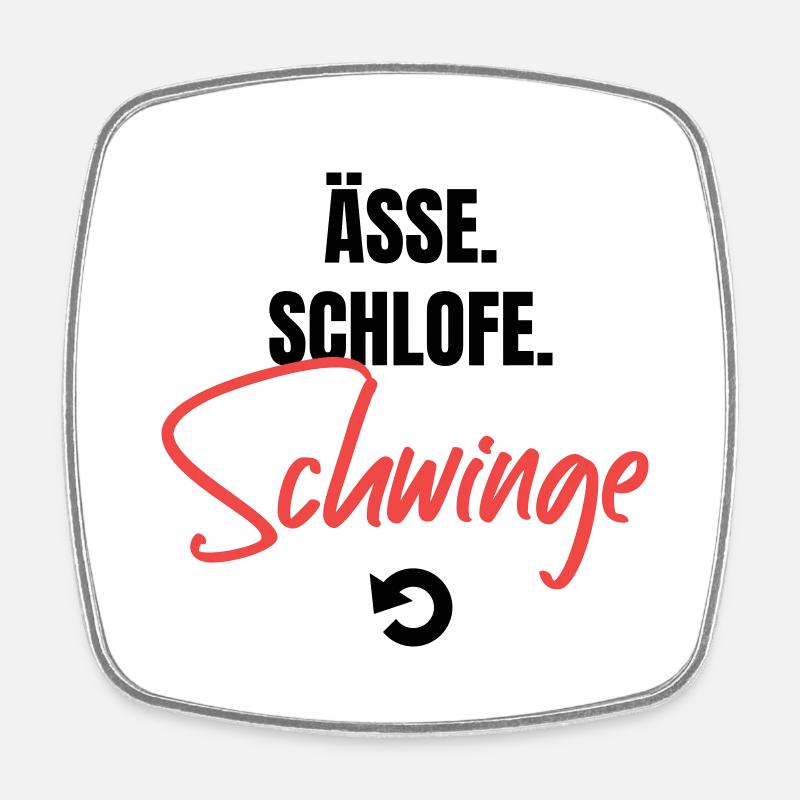 Essen, schlafen, schwingen, repeat! - Viereckiger Kühlschrankmagnet - Weiß