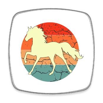 Vintage Retro Pferd Sonnenuntergang für Pferdeliebhaber - Viereckiger Kühlschrankmagnet - Weiß - Vorne