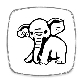 Baby elephant in a comic book style - Square fridge magnet - white - Front