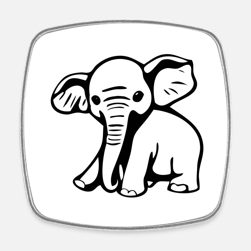 Bébé éléphant dans un style de bande dessinée - Magnet carré - blanc
