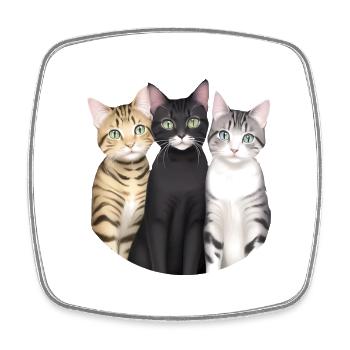 3 cute cats - Square fridge magnet - white - Front